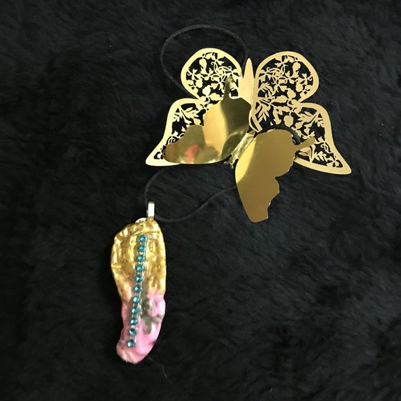 Reversible Rhinestone Unique Rare Vintage Boho One of a Kind Handmade Necklace - Picture 12 of 16